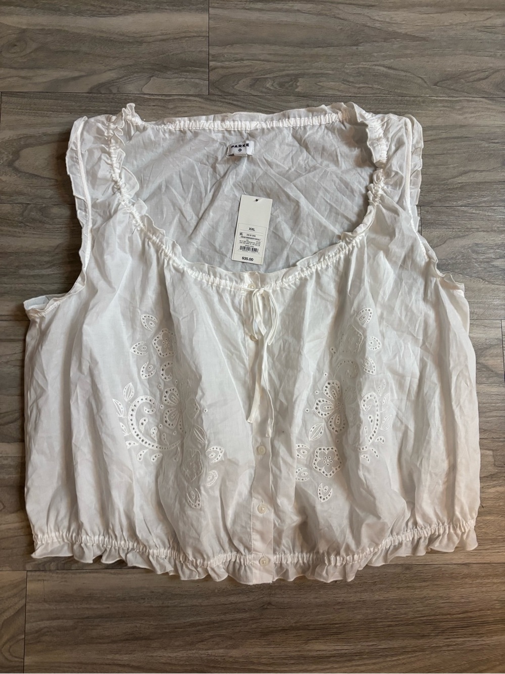 Lightweight White Eyelet Tie-Front Tunic Top